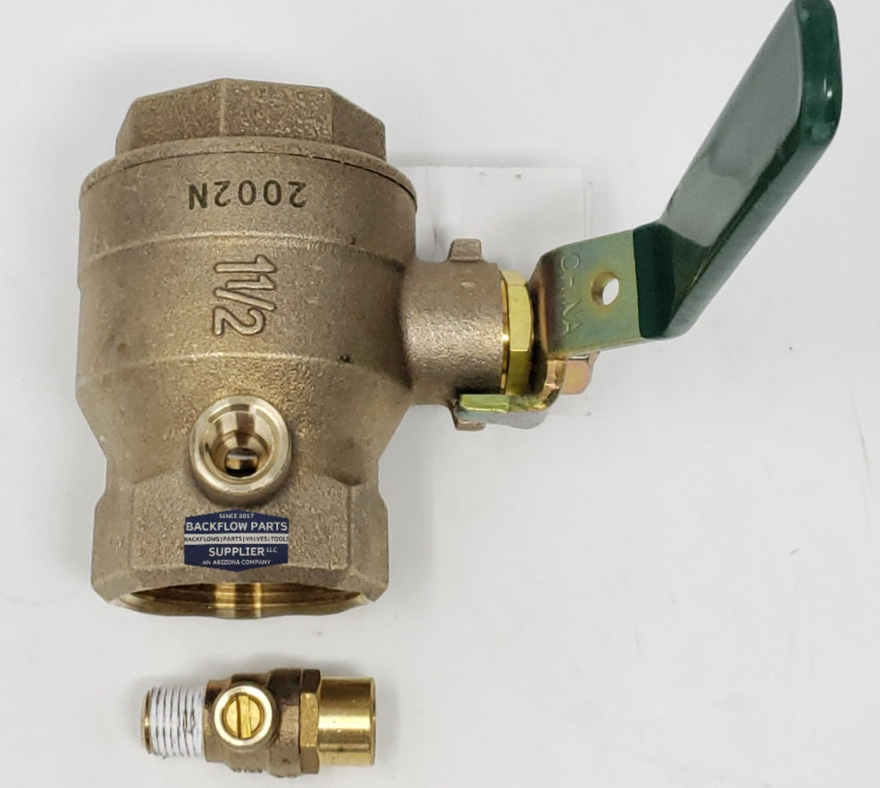 0792516 Watts: Ball Valve Tapped 1.5" * Lead Free* Includes Test Cock