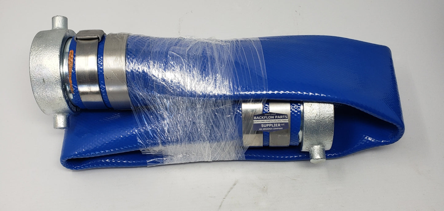 2.5" x 3 Ft Hydrant Flexible Blue Hose with 2.5" FIP x FIP Swivel Couplings